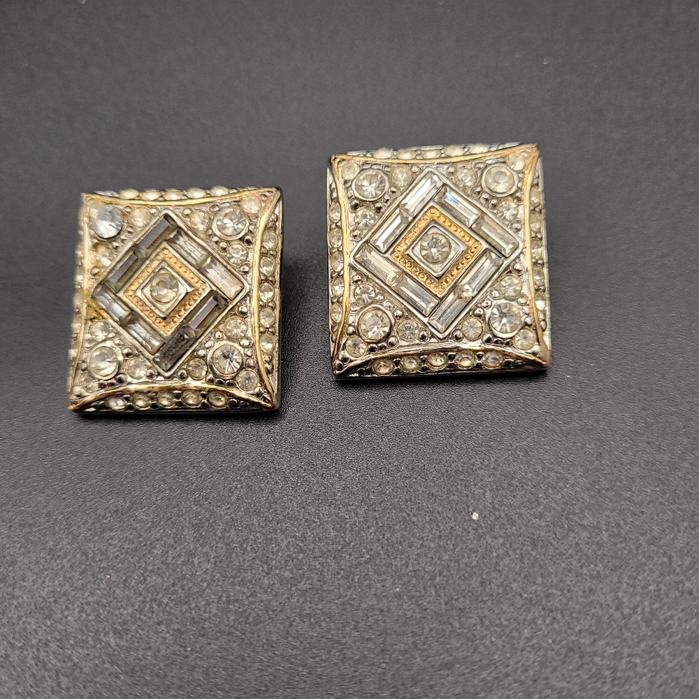 Elegant Gold and Silver Square Earrings